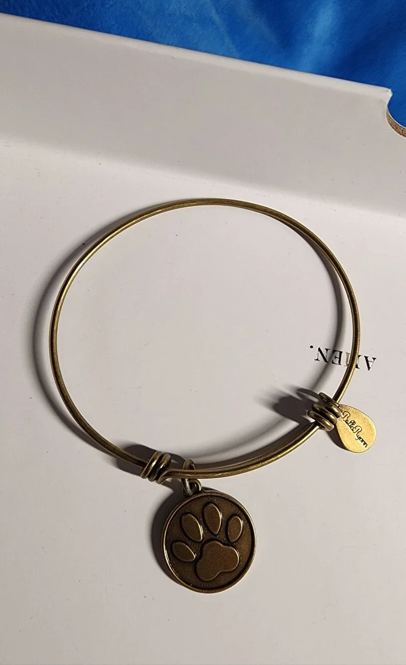 Bella Ryann Bronze Paw Print Charm Bangle Bracelet